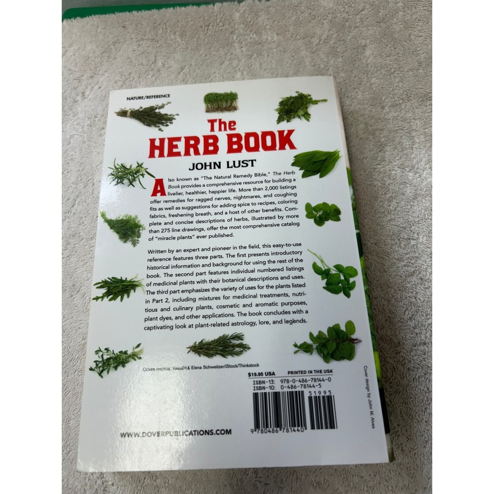 The Herb Book by John Lust Dover Publications Natural Remedy Bible Paperback - Picture 2 of 3